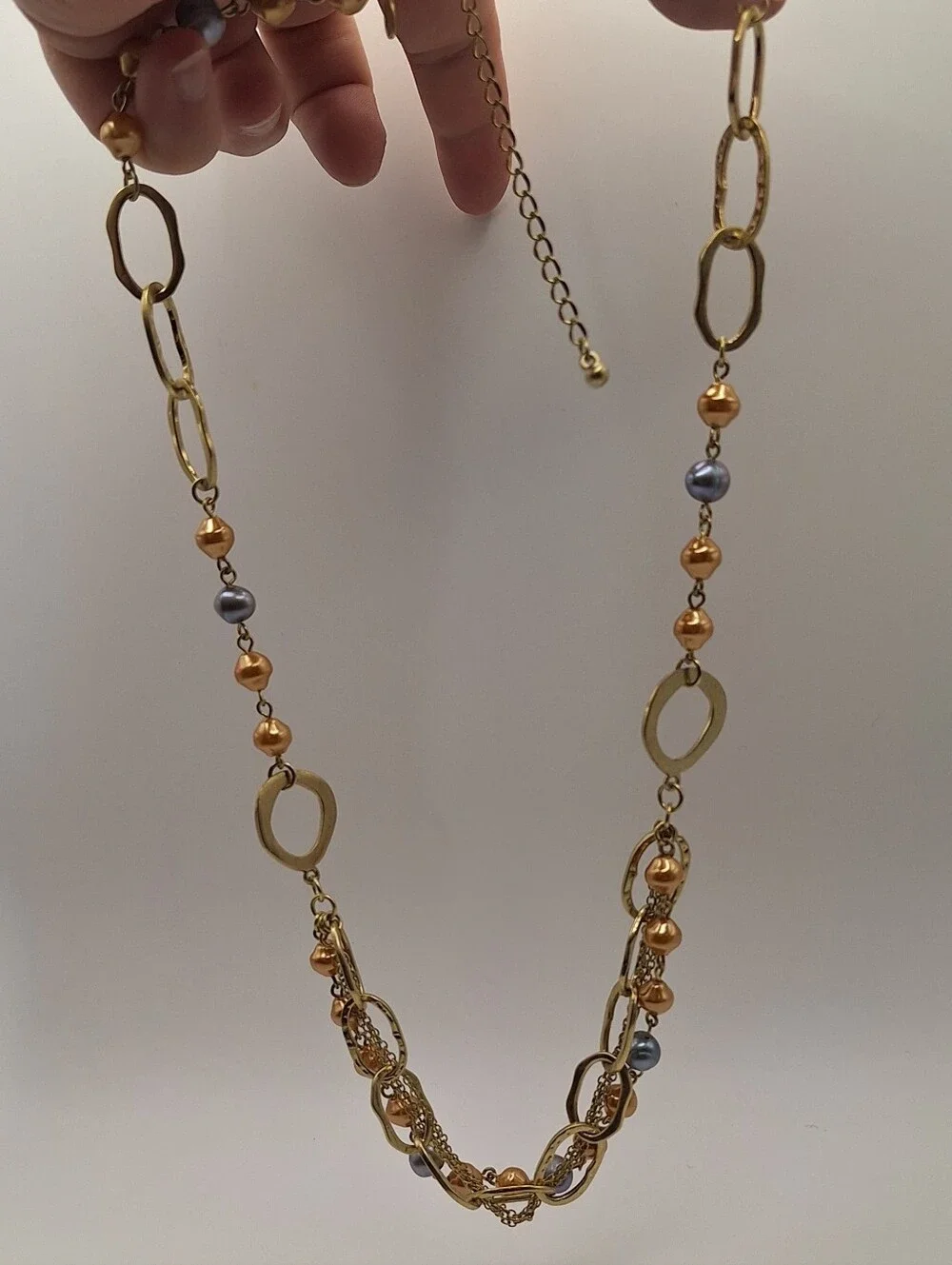 NWT Premier Designs Gold Tone Pearl Multi Strand Statement Necklace